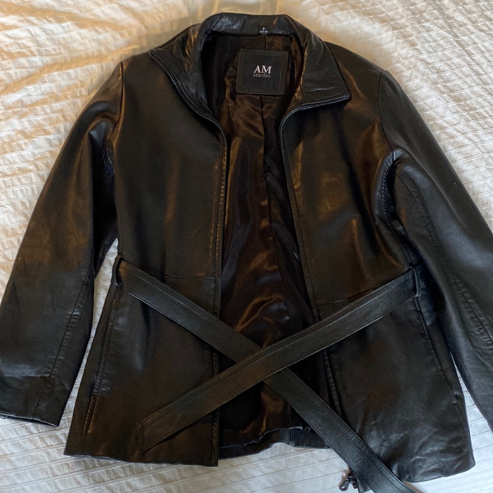 Lamb leather black vintage jacket